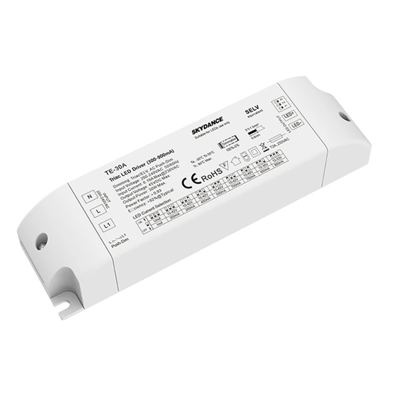 AC200-240V Feszültséggel Váltó 10-42VDC 30W 300MA-900MA Triac Szabályozható LED Driver Dimmer TE-30A A Beépíthető Spotlámpa Kép 0
