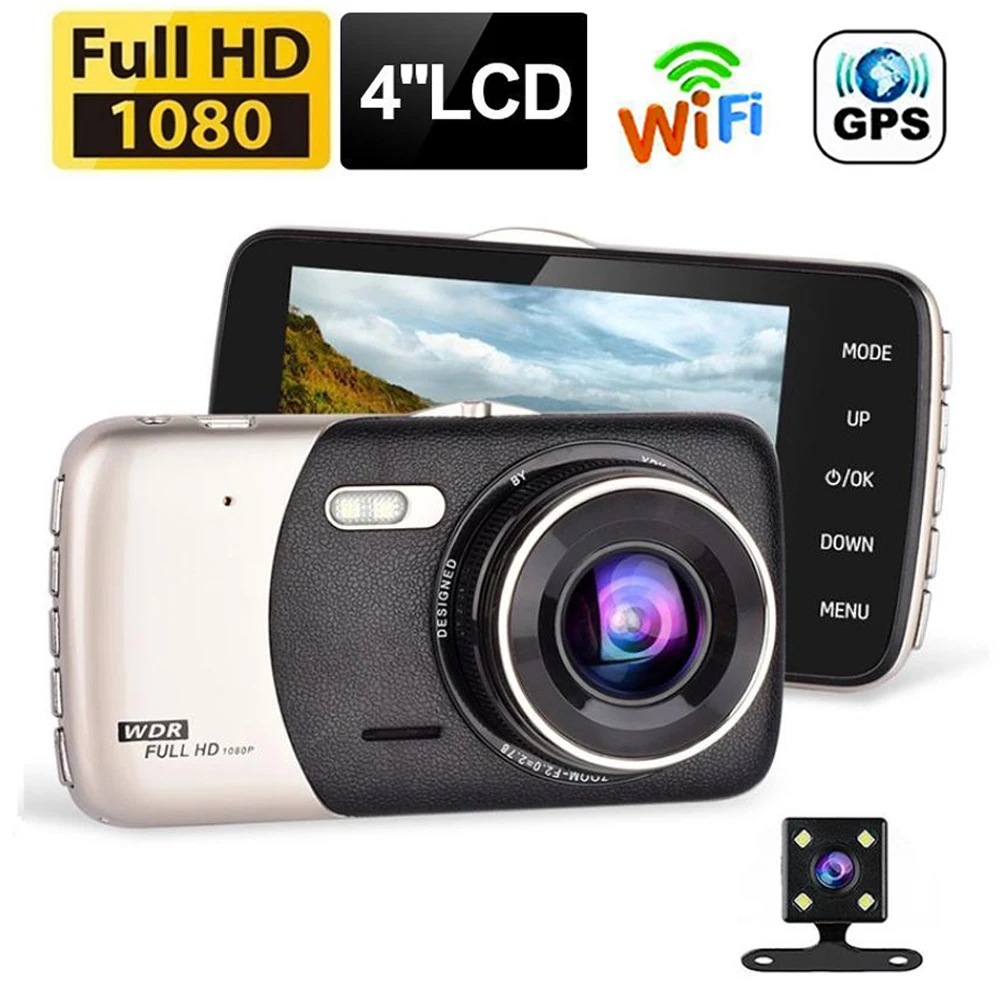 Autó DVR WiFi Kamera Full HD 1080P Visszapillantó Jármű Kamera Videó Felvevő éjjellátó Auto Dashcam GPS Logger, Autó Tartozékok Kép 0