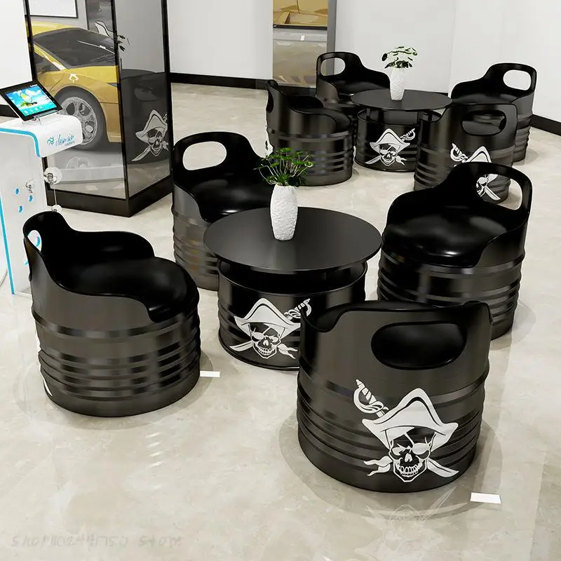 Ipari Stílusú, Kreatív Olaj Vödör Kanapé Bár Asztal, Szék, Barbecue Tej, Tea Bolt Tárgyalási Területen Vas Art-Kártya Ülés Kávé Kép 0
