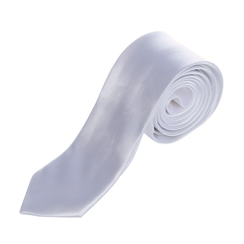 Unisex Alkalmi Nyakkendő Vékony Slim Keskeny Nyakkendő - Szilárd Fehér Kép 0