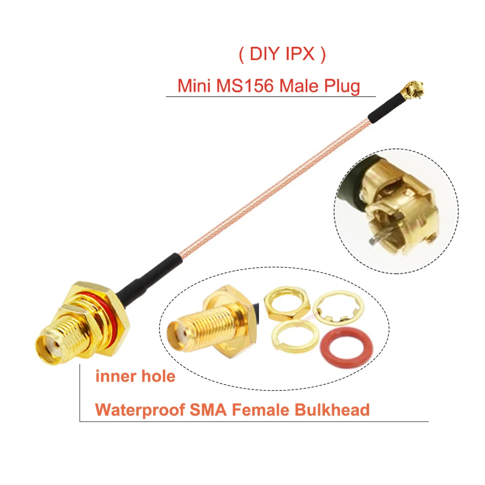 1DB BEVOTOP Vízálló SMA-Mini MS156 (DIY IPEX) RG178 Kábel RF Koaxiális Pigtail Kiterjesztését Ugró, hogy az LTE-Modem Kép 1