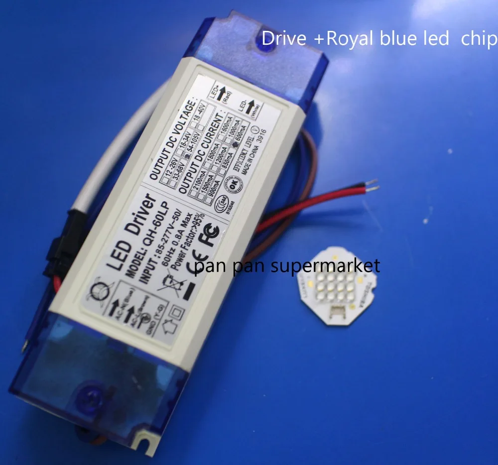 45W LUXEON Rebel ES Royal Kék 450nm High Power Led-Emitter+600mA DC54-105V High Power LED Powr Ellátási Floodlight Kép 3
