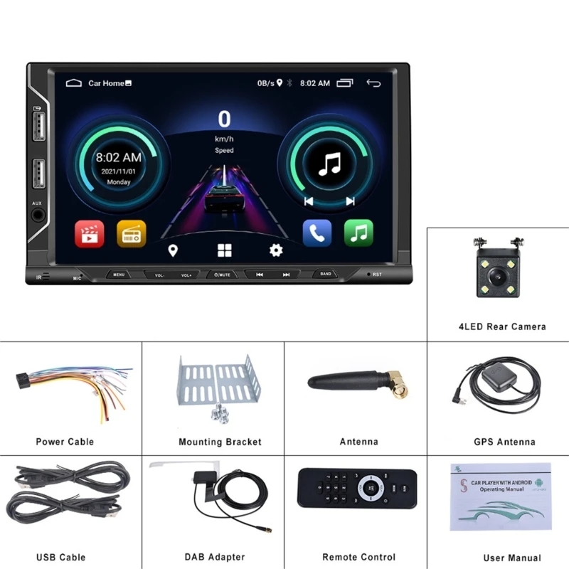 Multimédia Lejátszó autórádió-Audio-Navigáció Bluetooth-kompatibilis FM-Zene 2 Din Kép 3