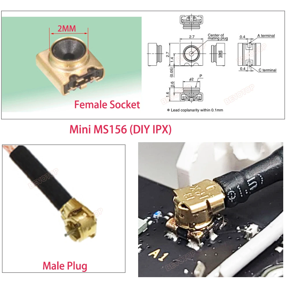 1DB BEVOTOP Vízálló SMA-Mini MS156 (DIY IPEX) RG178 Kábel RF Koaxiális Pigtail Kiterjesztését Ugró, hogy az LTE-Modem Kép 5