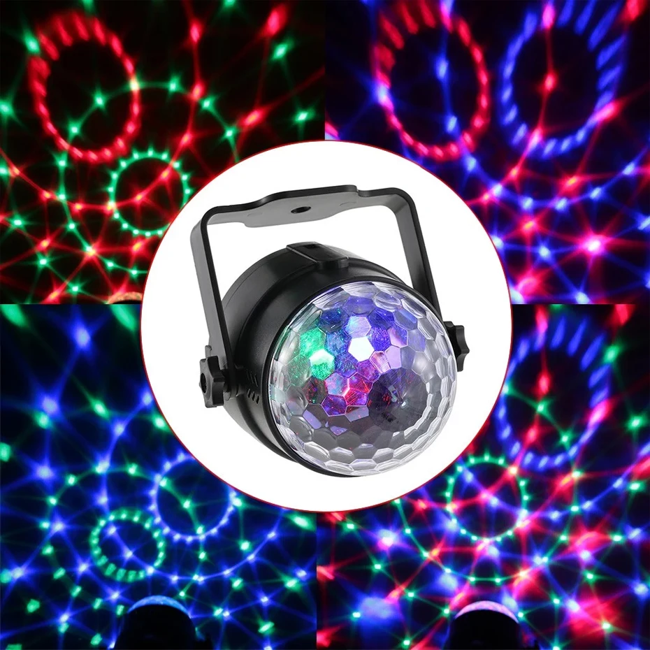 IDEGEN 3W RGB LED-Crystal Magic Ball DJ Disco Labdát Lumiere Hangja Aktív Színpadi Világítás Hatása Zene Karácsonyi Party Nyaralás Kép 5